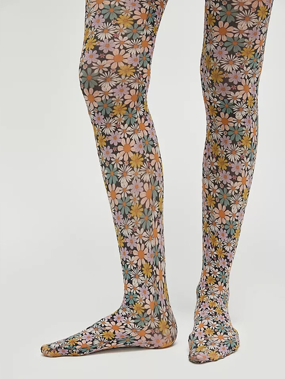 Free People Retro Inspired Multicolored Mini Flowers Tights, NWT One Size